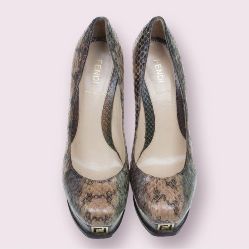 Fendi Brown Python Platform Pumps | Size 8.5 - image 7